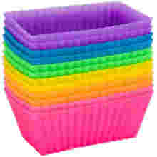 Proveedor de Amazon Rectangular de silicona Nonstick Baking Cups Cupcakes Mold